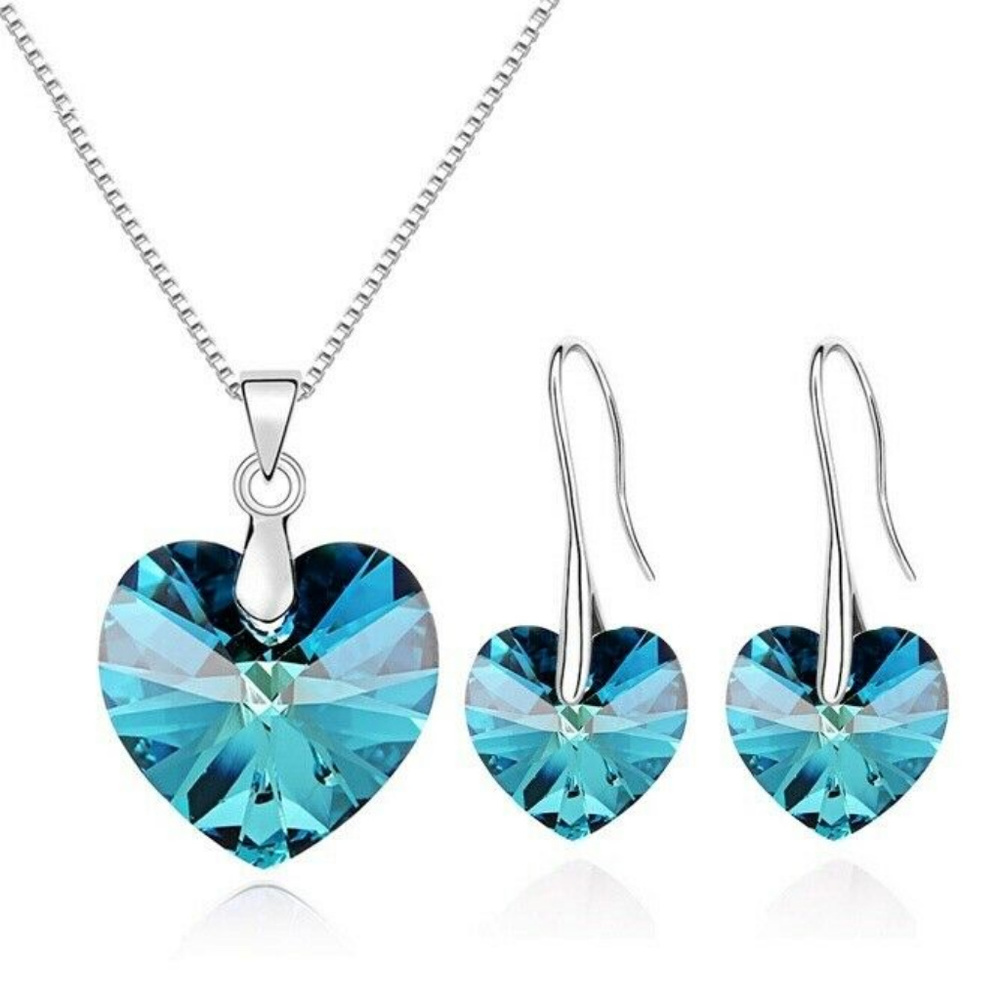 Blue Crystal  Necklace & Earrings Set
